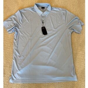 Greg Norman Mens XXL XXXL Performance Golf Polo Shirt Blue Shark Print